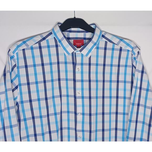 Alfani Other - Alfani Slim Fit Stretch XL 17- 17.5 / 34-35 Men's Button Up Blue White Plaid